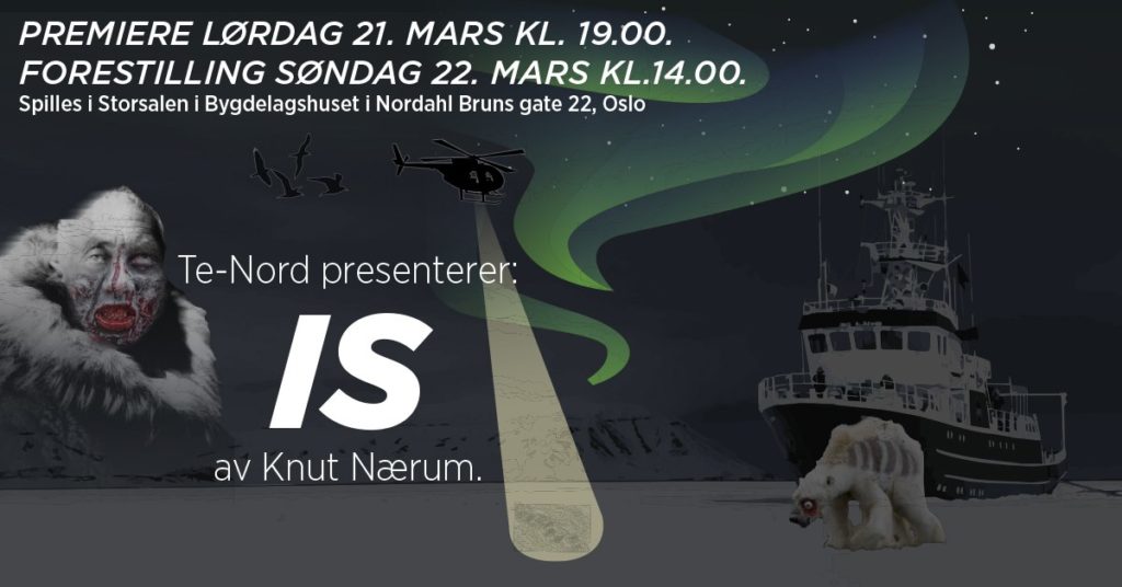 Annonse for teaterstykket Is av Knut Nærum